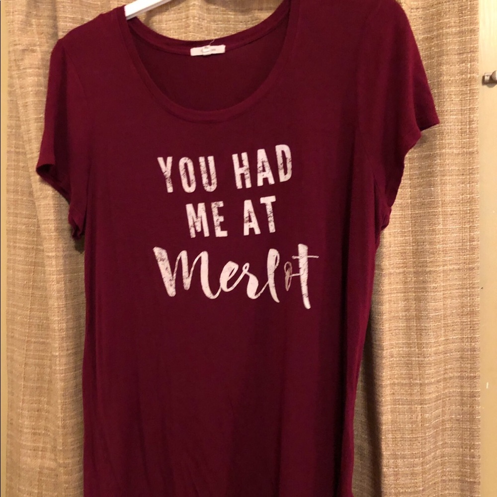 Maurices XL You Had Me At Merlot Tee GUC Maroon